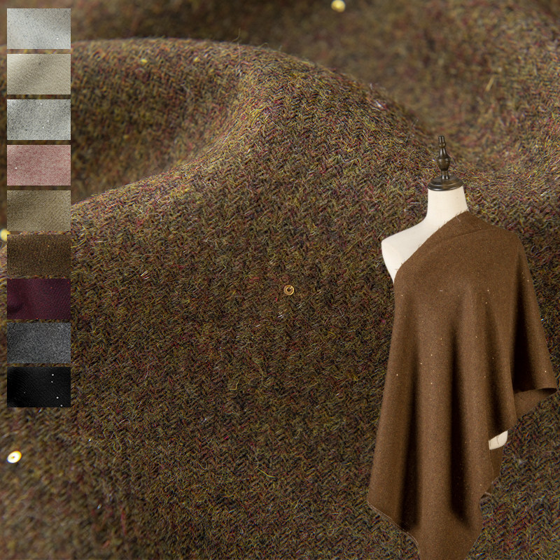 Starry Sky Sequins Wool Blend  - Sewing Tweed Fabric 评论和价格