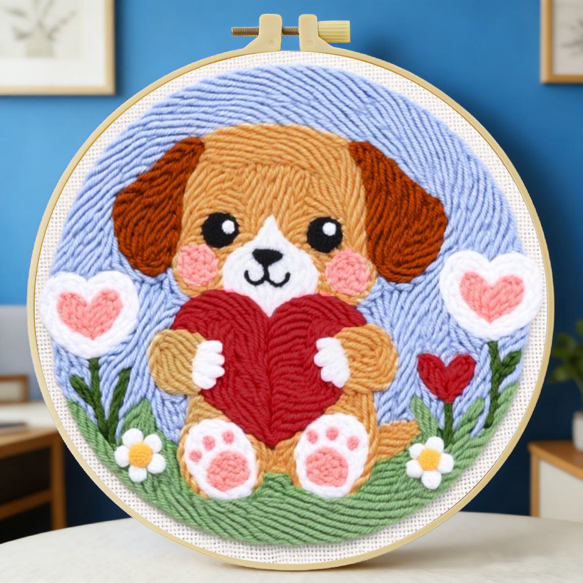 20X20CM/7.87inch Dog Punch Nee - Is Sewing Textile Art 评论和价格