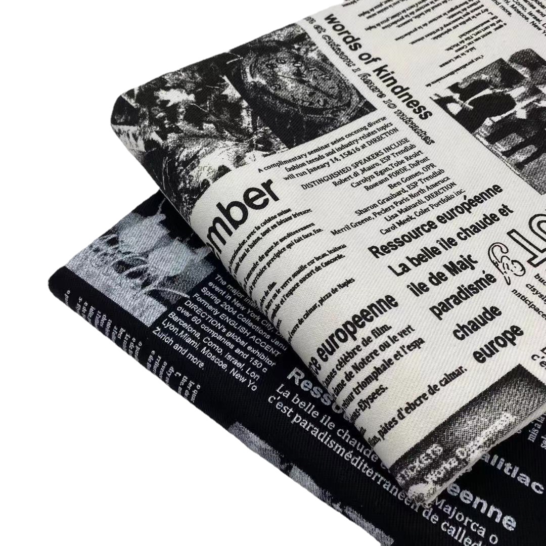 Vintage Retro Black White News - Sewing Tweed Fabric 评论和价格