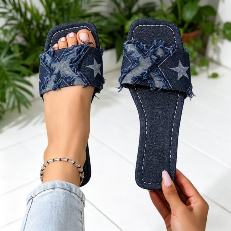Y2K Denim Strap Flat Heel Sand - Sewing Expert 评论和价格
