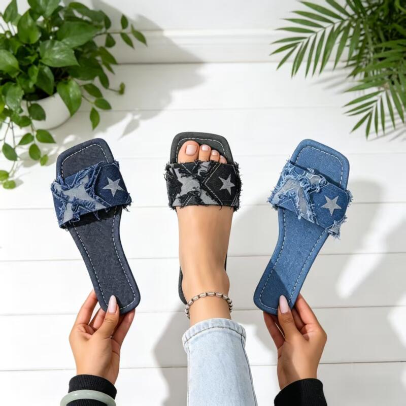 Y2K Denim Strap Flat Heel Sand - Sewing Expert 评论和价格