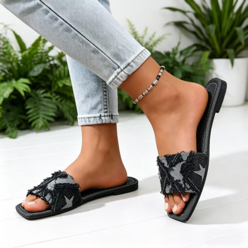 Y2K Denim Strap Flat Heel Sand - Sewing Expert 评论和价格