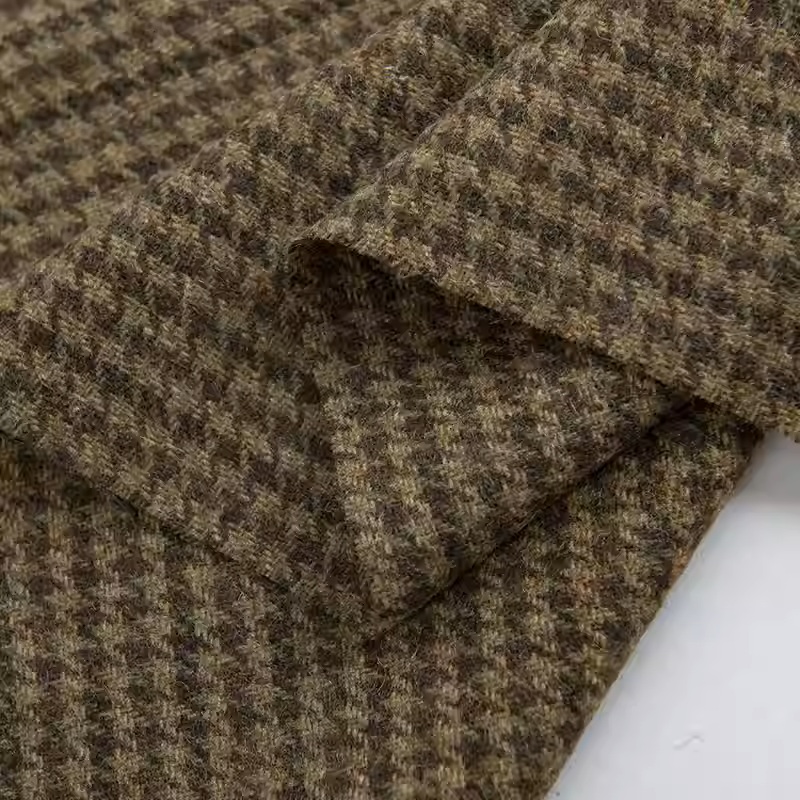 Light Coffee Small Houndstooth - Sewing Tweed Fabric 评论和价格