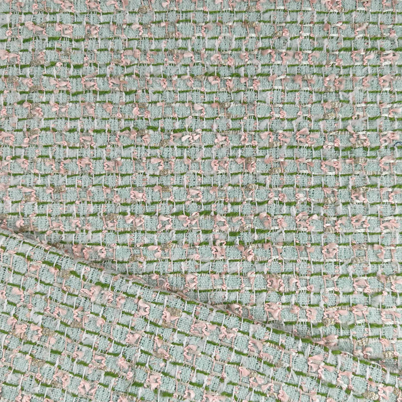 Green/Red Ribbon Yarn-Dyed Bra - Sewing Tweed Fabric 评论和价格